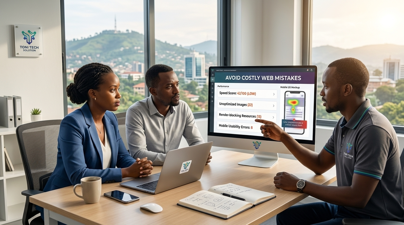 10 common website development mistakes to avoid for businesses in Rwanda - Toni Tech Solution